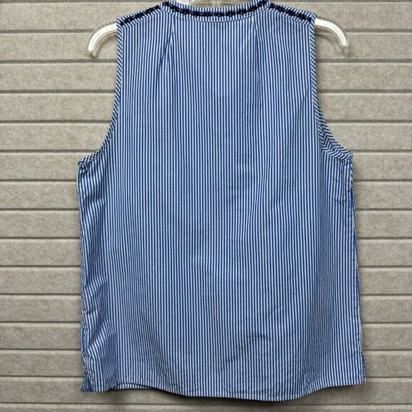 J.Crew Sleeveless Striped Embroidered Tassel Top Women’s Size 8 - Picture 2 of 7